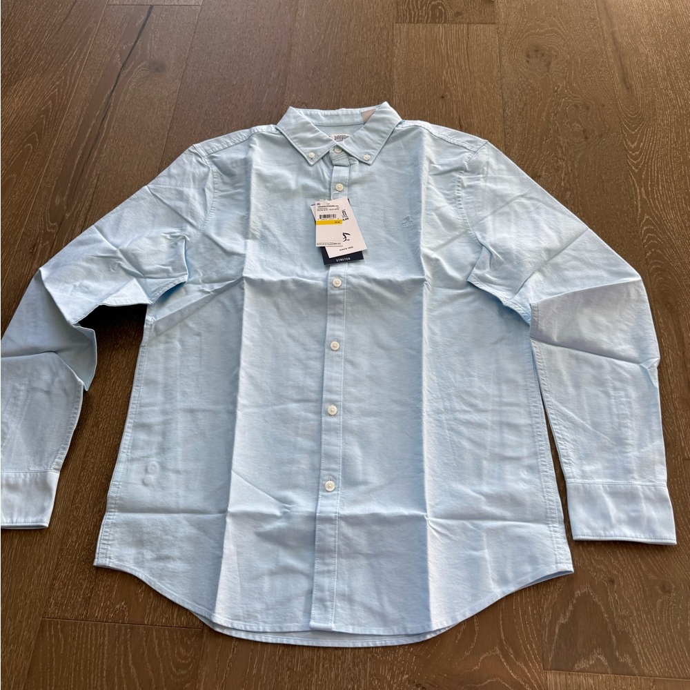 Original Penguin blue long-sleeve button-down shirt